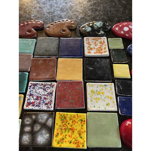 LOT OF 30 + VINTAGE GLAZED TILE SAMPLES MIXED TRAVERTINE MULTICOLOR PATTERN - Picture 4 of 10